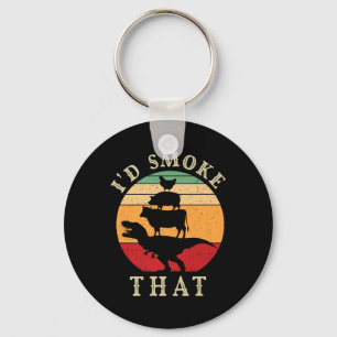 Id Smoke That Funny Bbq Vintage Meat Smoker Grill Key Ring