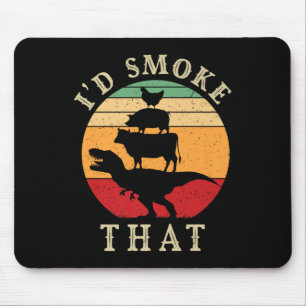 Id Smoke That Funny Bbq Vintage Meat Smoker Grill Mouse Mat