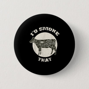 Id Smoke That Funny Cow Bbq Shirt Grilling Barbequ 6 Cm Round Badge