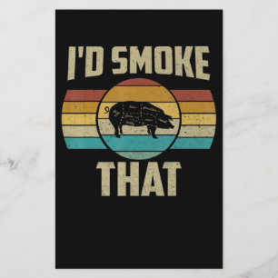 Id Smoke That Funny Retro BBQ Pig Meat Grill Gifts Flyer