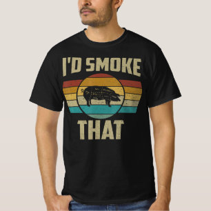 Id Smoke That Funny Retro BBQ Pig Meat Grill Gifts T-Shirt