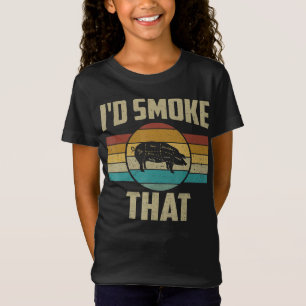 Id Smoke That Funny Retro BBQ Pig Meat Grill Gifts T-Shirt