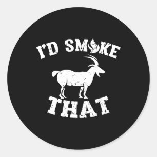 I'd Smoke That Goat Vintage Barbeque Bbq Goat I'd  Classic Round Sticker