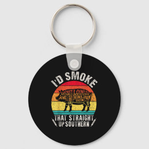 I'd Smoke That Retro Bbq T Meat Smoker G Grill Dad Key Ring