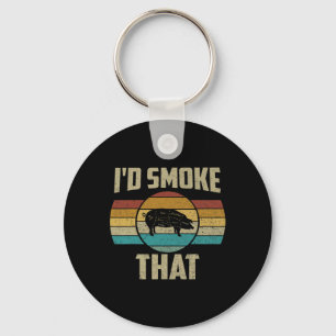 I'd Smoke That Shirt Funny Retro Bbq Pig Meat Gril Key Ring