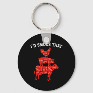 I'd Smoke That Smoking Barbecue Bbq Lover Grilling Key Ring