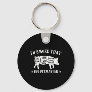Id Smoke That T Shirt Pig Pitmaster Funny Bbq Smok Key Ring