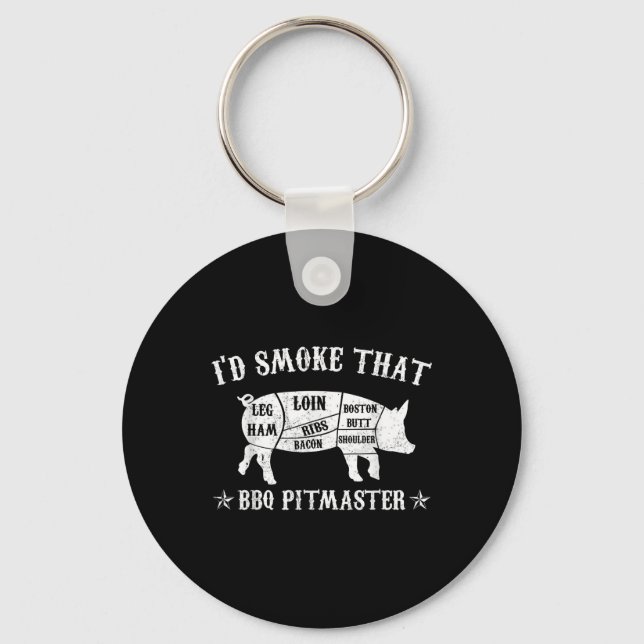Id Smoke That T Shirt Pig Pitmaster Funny Bbq Smok Key Ring (Front)