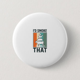 Id Smoke That Vintage BBQ Farm Animals Design 6 Cm Round Badge