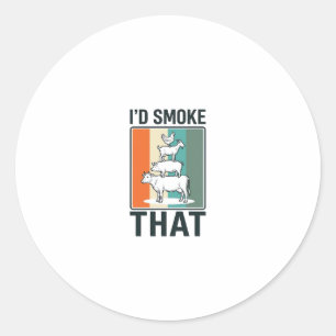 Id Smoke That Vintage BBQ Farm Animals Design Classic Round Sticker