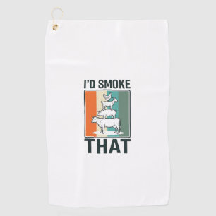 Id Smoke That Vintage BBQ Farm Animals Design Golf Towel