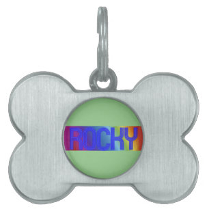 ID Tag with Rocky Name and Colours for Dog