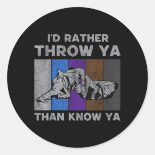 ID Throw Ya Than Know Ya Vintage BJJ Brazilian Jiu Classic Round Sticker