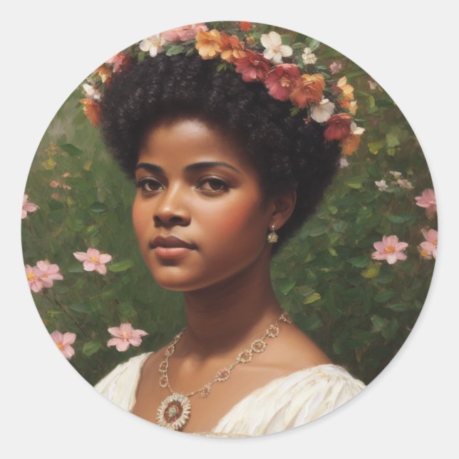 Ida B Wells Floral Art Tribute Classic Round Sticker (Front)