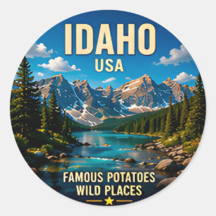 Idaho Alpine Wilderness Travel Destination 🟡 Classic Round Sticker