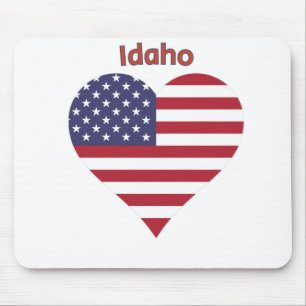 Idaho American Flag Heart Mouse Mat