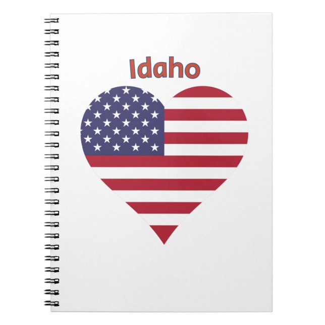 Idaho American Flag Heart Notebook (Front)