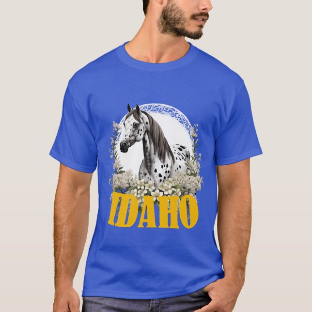 Idaho Appaloosa With Border Of Syringa Flowers T-Shirt (Front)