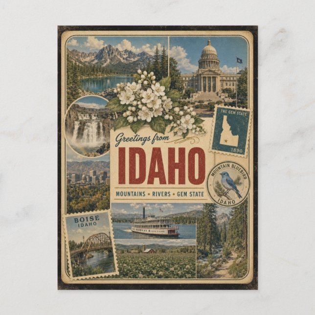 Idaho Authentic Vintage Style Postcard (Front)