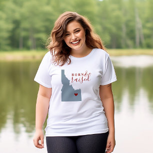 Idaho Born and Raised   Editable Colour State Map T-Shirt