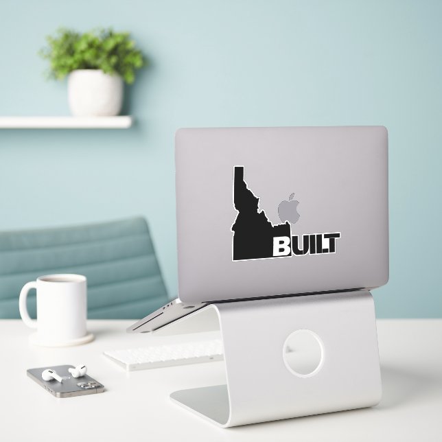 Idaho Built Black Vinyl Decal (Laptop On Desk)