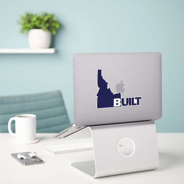 Idaho Built Vinyl Decal Dark Blue (Laptop On Desk)
