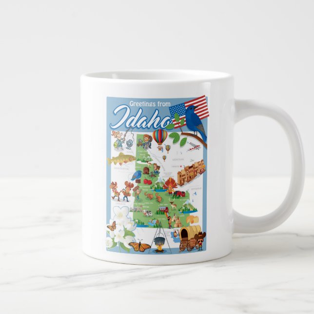 Idaho Cartoon Map Large Coffee Mug (Right)