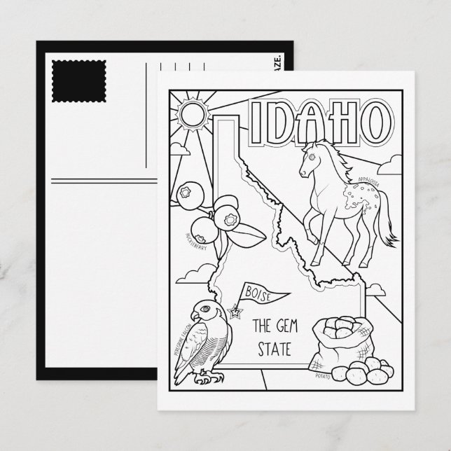 idaho colour me collage postcard (Front/Back)