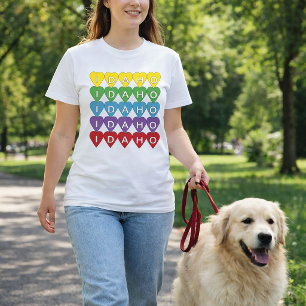 Idaho Colourful Hearts Pattern T-Shirt