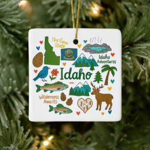 Idaho Custom Family Trip Keepsake Christmas Ceramic Ornament