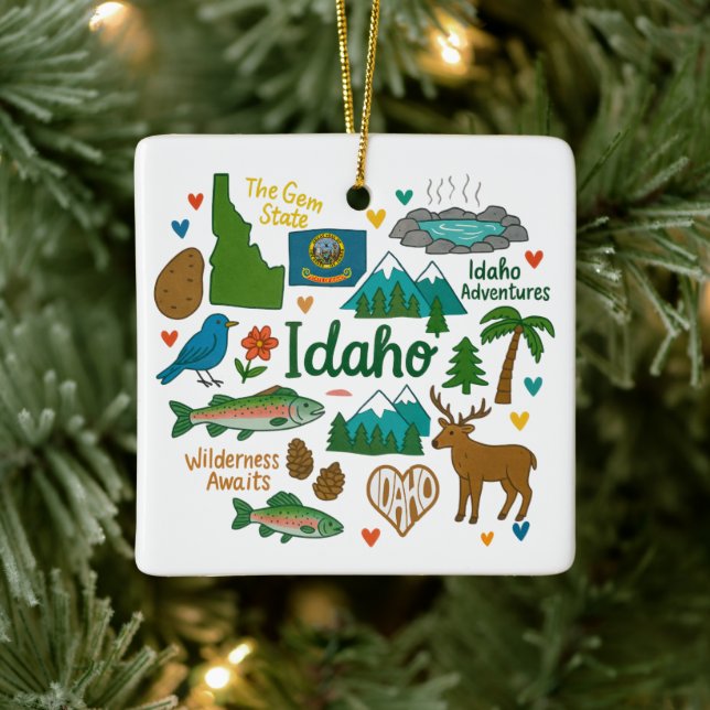 Idaho Custom Family Trip Keepsake Christmas Ceramic Ornament (Tree)