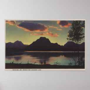 Idaho - Dusk View of Mt. Moran & Jackson Lake Poster