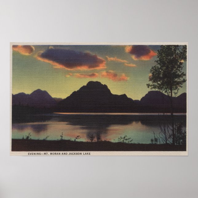 Idaho - Dusk View of Mt. Moran & Jackson Lake Poster (Front)
