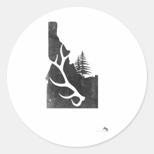Idaho Elk Hunter With Antler Shed Classic Round Sticker
