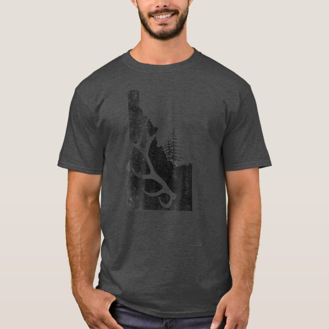 Idaho Elk Hunter  with Antler Shed T-Shirt (Front)