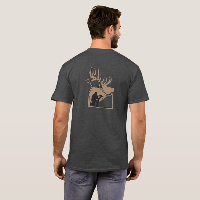 Idaho-Elk with Hunter Silhouette T-Shirt (Back Full)