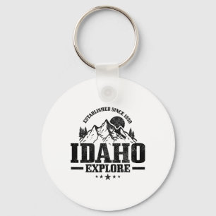 Idaho Est. 1890 Vintage Mountains Outdoor Usa Souv Key Ring