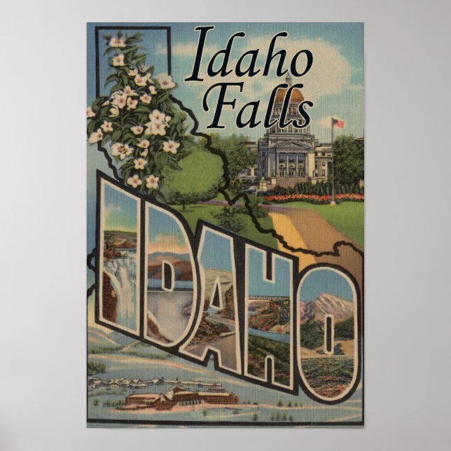 Idaho Falls, Idaho - Large Letter Scenes Poster (Front)