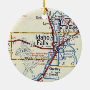 Idaho Falls Vintage Map Ceramic Tree Decoration