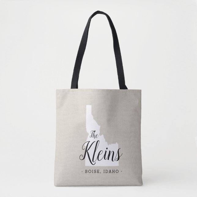 Idaho Family Monogram State Tote Bag (Front)