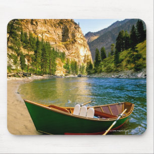 IDAHO, Fishing boat on a sandy beach in the Mouse Mat