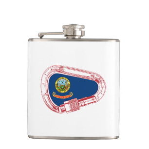 Idaho Flag Climbing Carabiner Hip Flask