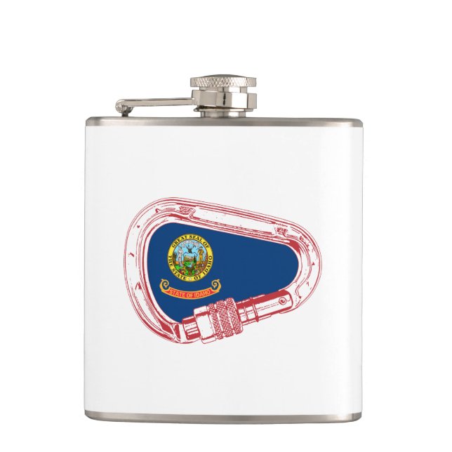 Idaho Flag Climbing Carabiner Hip Flask (Front)