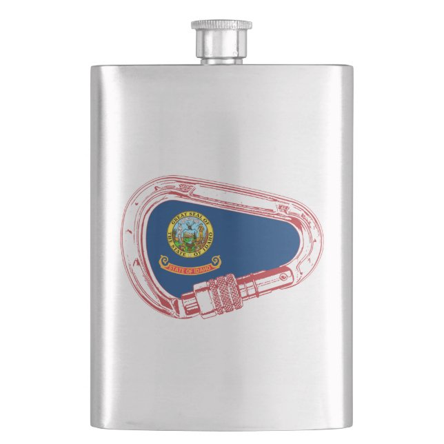 Idaho Flag Climbing Carabiner Hip Flask (Front)