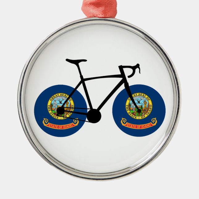Idaho Flag Cycling Metal Tree Decoration (Front)