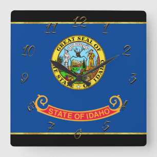 Idaho flag square wall clock