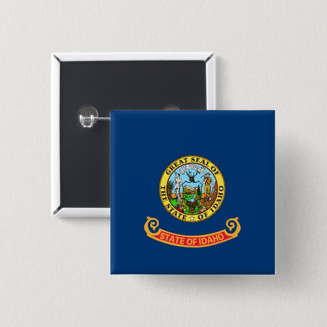Idaho Flag: the Gem State, America Mountain West 15 Cm Square Badge (Front & Back)