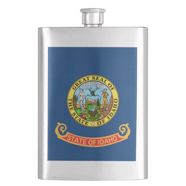 Idaho Flag: the Gem State, America Mountain West Hip Flask (Front)
