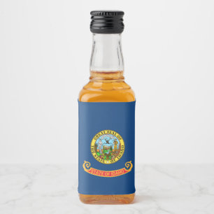 Idaho Flag: the Gem State, America Mountain West Liquor Bottle Label