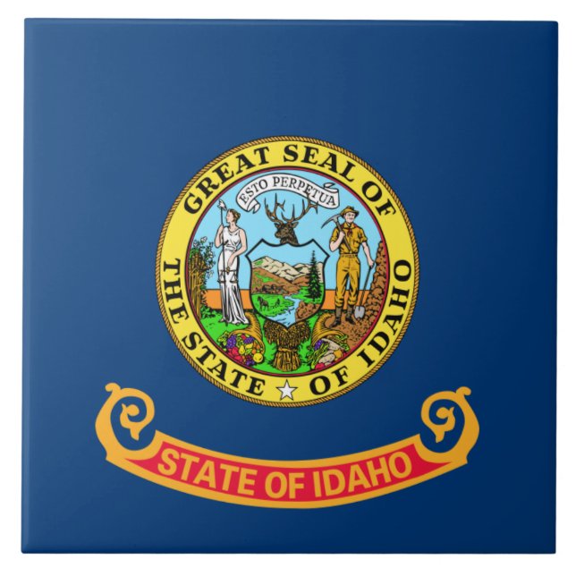 Idaho Flag: the Gem State, America Mountain West Tile (Front)